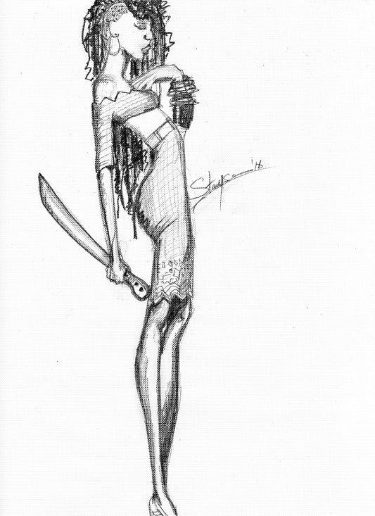 Fierce Grace - Woman with Machete fine art print by Jamaican artist Staysean Daley