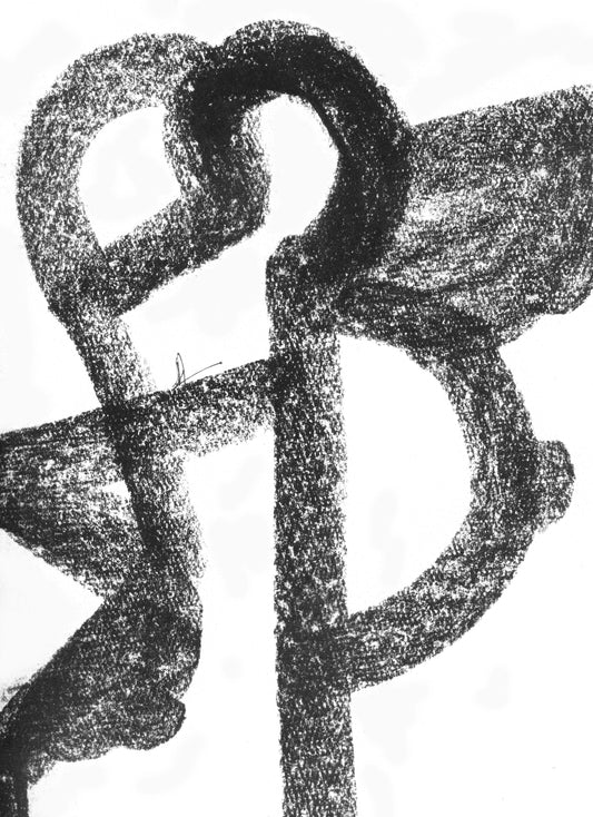 Abstract yet soft female pose in charcoal—Gesture & Grace I print, archival quality